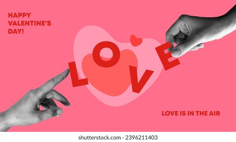 Valentine's Day! Vector cute illustrations of hands holding love letters. Drawings for postcard, card, congratulations, banner and web pages.	