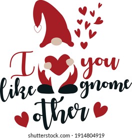 Valentine's Day vector cutting file. Valentine's Gnome Buffalo Plaid Pattern. Gnome with Heart