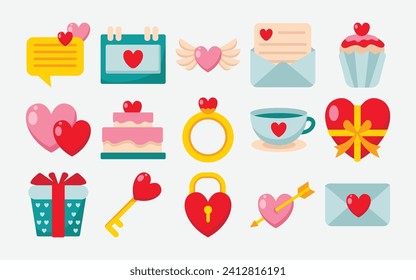 Decoración vectorial del día de San Valentín con estilo plano