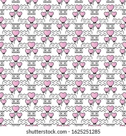 Valentine's day vector design. Hearts pattern. Modern romantic elements. Pattern can be used for wallpaper, cover fills, web page background, surface textures. Vector linen texture.