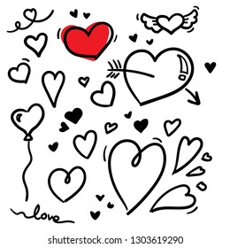 Valentines day vector doodle elements collection