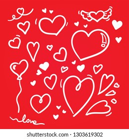 Valentines day vector doodle elements collection