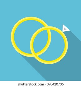Valentine's day vector flat icon. Wedding rings in flat design, for bride and groom.