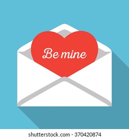 Valentine's day vector flat icon. Love letter in an envelope with a seal in shape of a heart.