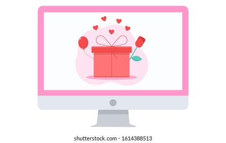 Valentine's Day vector flat illustration. 