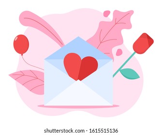 Valentine's Day vector flat illustration. 