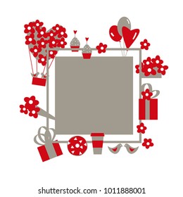 Valentine's Day vector frame.