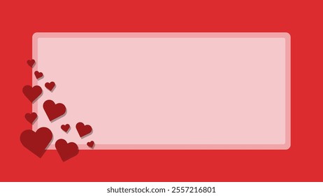 Valentine's day vector frame with heart shape in paper craft style. Suitable for poster, banner, web, presentation, invitation card, photo frame