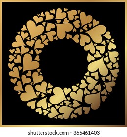 Valentine's day vector gold background. Hand drawn background
