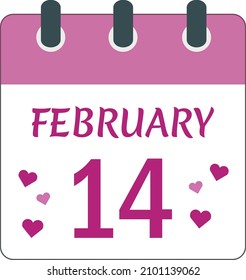 Valentine's day vector graphic design, pink invitation and special day calendar, 14 of february special date.