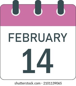 Valentine's day vector graphic design, pink invitation and special day calendar, 14 of february special date.