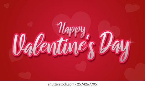 Valentine's Day Vector greeting Banner Vector Template with elegant shiny handwriting text style