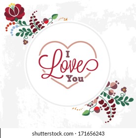 Valentine's Day Vector Greeting Card Template in Vintage Style