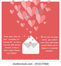Valentine's day vector greeting card template. Letter and hearts template illustration with text message. Can be used for wedding birthday valentine's day or for any celebration concept.