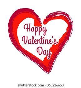 Valentines Day Vector Greeting Card with hand drawn heart shape