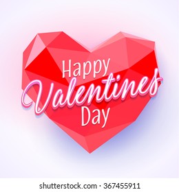 Valentines day vector Greeting Card. Low poly heart. Happy Valentines Day card vector illustration