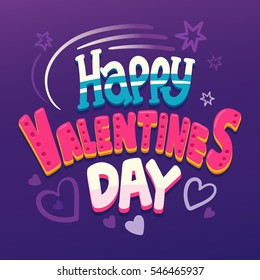 Valentines day vector Greeting Card. Happy valentines day and weeding design elements. Cartoon lettering background. Pastels color for your design Typographic element