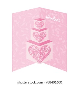 Valentines day. Vector greeting card with pink hearts