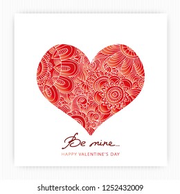 Valentine's Day vector hand draw heart plus be mine