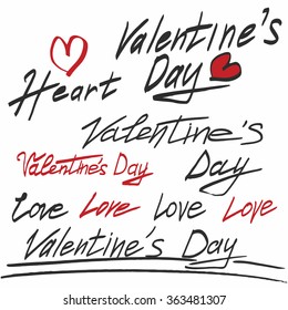 valentines day vector hand drawn text