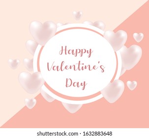 Valentines day vector hearts background template. Happy Valentines day greeting text with hearts shape elements and decorations in red background.  Cute Vector illustration