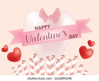 Valentines day vector hearts background template. Happy Valentines day greeting text with hearts shape elements and decorations in red background.  Vector illustration