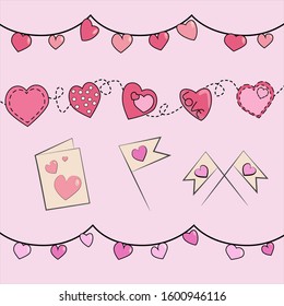 valentines day vector hearts doodle