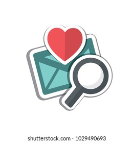 Valentine's day vector icon, heart and search symbol