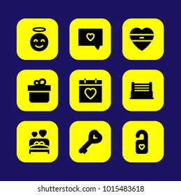 Valentines Day vector icon set. gift, ring, angel  and love dnd
