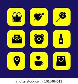 Valentines Day vector icon set. valentines day, love location, lollipop and heart