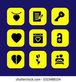 Valentines Day vector icon set. valentines day, heart, love and broken heart