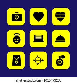 Valentines Day vector icon set. valentines day, arc, heart and love perfume 