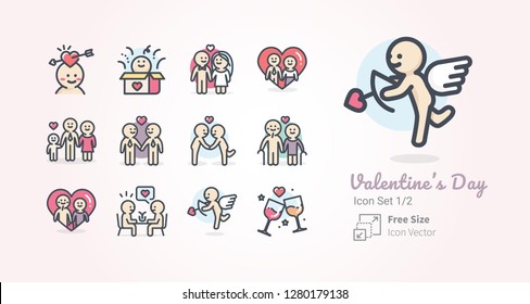 Valentine's Day vector icon set 1