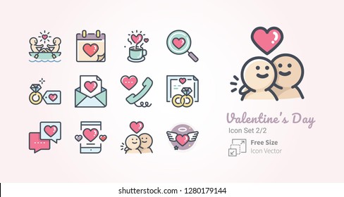 Valentine's Day vector icon set 2