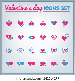 Valentine's day vector icon set with hearts