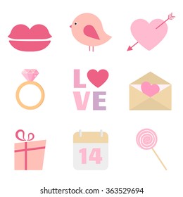Valentine's Day vector icon set. Great for Valentine's Day design and scrapbook. Vector illustration. More sets you can find in my portfolio