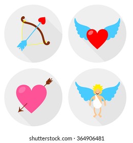 Valentine's Day, vector icons in a flat style.