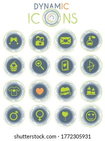 Valentines day vector icons on white background with dynamic lines for animation for web and user interface design