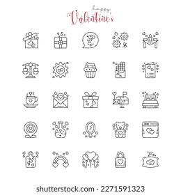 Vektorsymbole am Valentinstag werden gesetzt. Valentinstag und gebrochenes Herz, Ring, Herz, Konzeptschilder in diesem Stil.