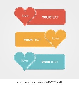 Valentine's Day. Vector illustration of a banner with heart-shaped and rectangular. Flat design