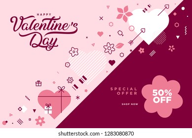 Valentines Day. Vector illustration concept for background, greeting card, website and mobile website banner, social media banner, marketing material.