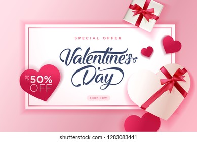 Valentines Day. Vector illustration concept for background, greeting card, website and mobile website banner, social media banner, marketing material.