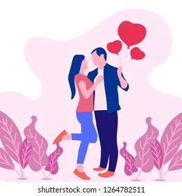 Valentines day vector illustration with couple in love.
