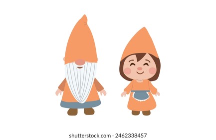 Valentines Day vector illustration. Cute red garden couple gnome on white background for graphic designer create artwork, card, brochure for various invitations or greetings