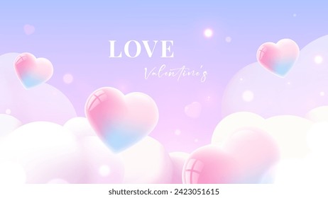 Valentine's Day vector illustration design floating colorful hearts