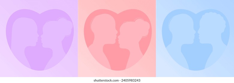 Valentines day vector illustration with different couples fall in love