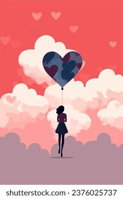 Valentines day vector illustration flat art card design