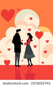 Valentines day vector illustration flat art card design