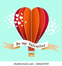 Valentine's day vector illustration with flying air balloon