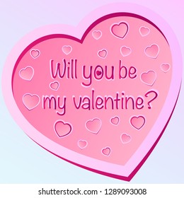 Valentines Day Vector Illustration I Love You Will You Be My Valentine Pink Heart